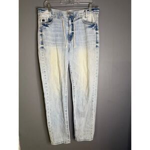 KanCan Light Wash Boyfriend Drawstring Button Jeans Size 9/28